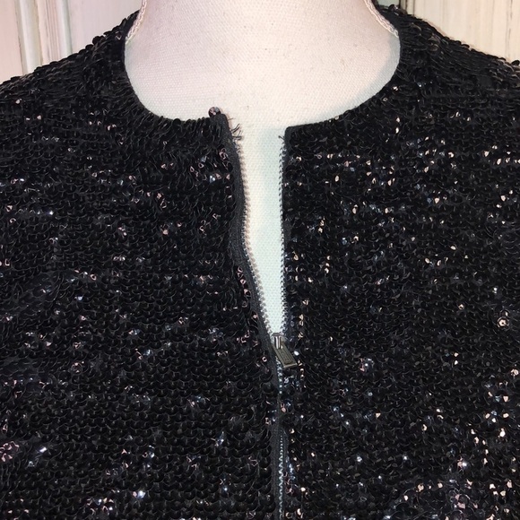 Vintage Gene Shelly’s Boutique International Chic Black Sequins Jacket Size S-M - Picture 4 of 12